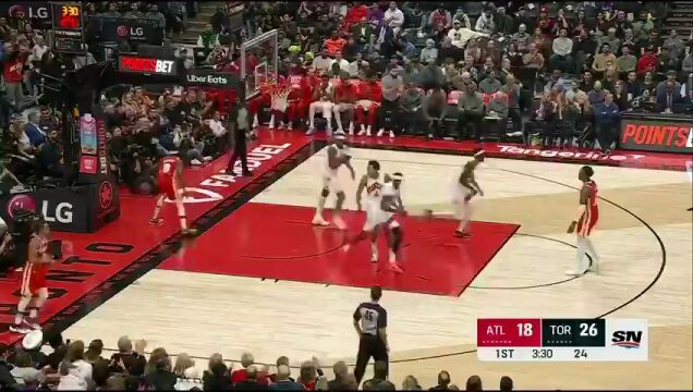  NBA常规赛：老鹰vs猛龙第1节英文原声回放