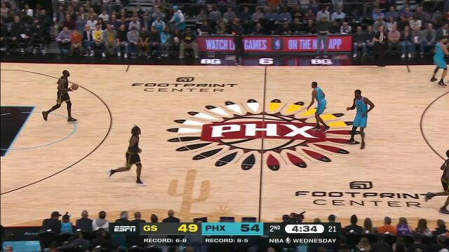NBA常规赛：勇士vs太阳第2节原声解说回放