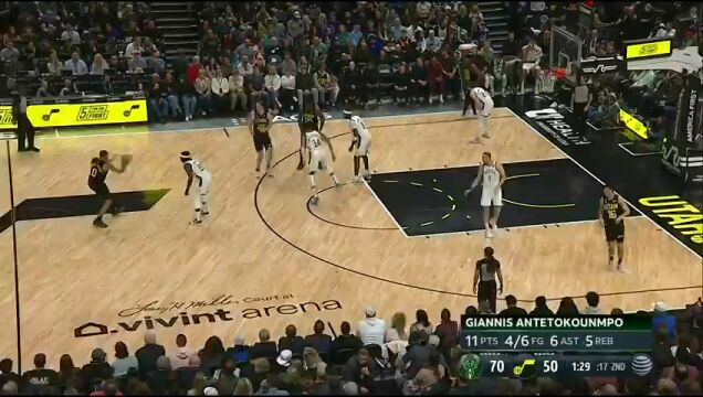 NBA常规赛：雄鹿vs爵士第2节英文原声回放