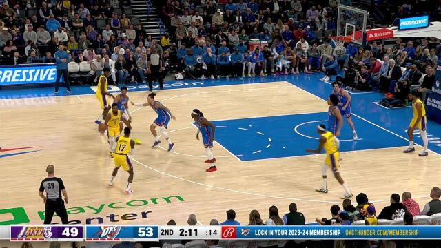 NBA常规赛：湖人vs雷霆第2节中文解说回放