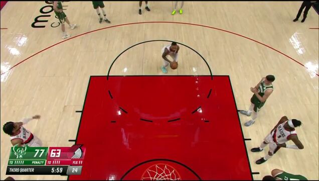 NBA常规赛：雄鹿vs开拓者第3节英文原声回放