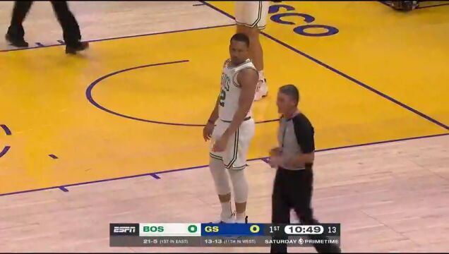 NBA常规赛：凯尔特人vs勇士第1节中文解说回放