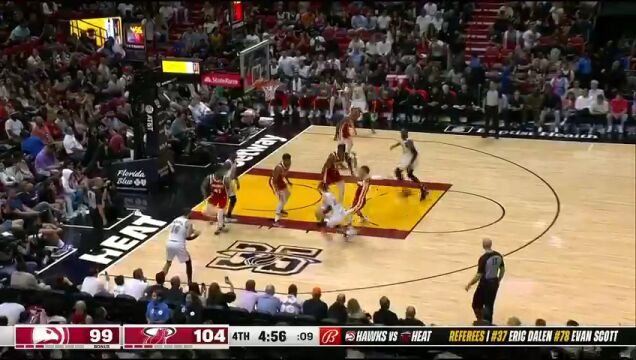 NBA常规赛：老鹰vs热火第4节英文原声回放