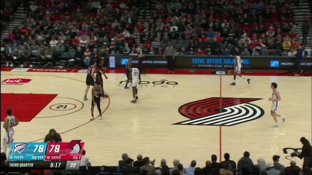 NBA常规赛：雷霆vs开拓者第3节中文解说回放