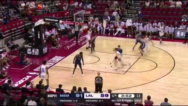 NBA夏季联赛：灰熊vs湖人第4节中文解说回放