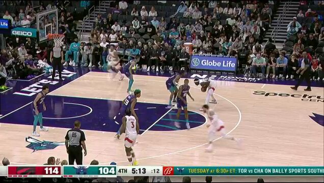 NBA常规赛：猛龙vs黄蜂第4节英文原声回放