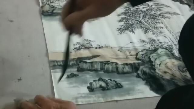 实拍老师现场写意山水画,大爱宛如实景丹青秒笔绘太行