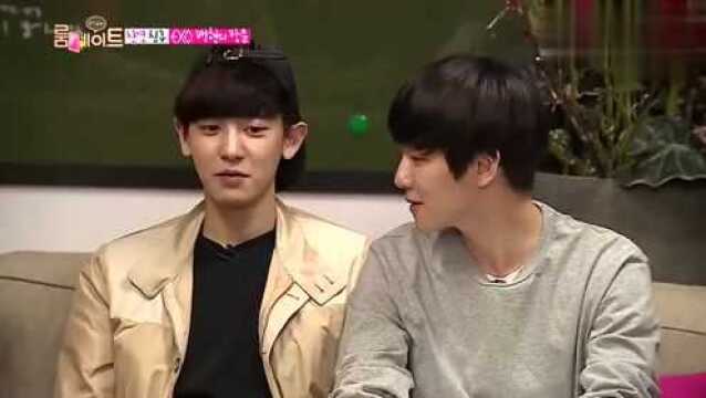 「Roommate」灿烈伯贤表演EXO的舞蹈,伯贤因为裤子太紧无法下蹲