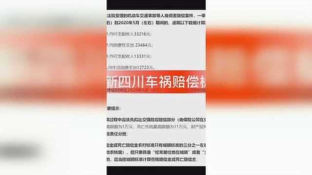 2019年2020年四川(成都)交通事故赔偿标准(车祸赔偿