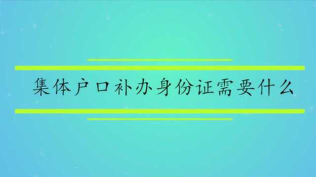 集体户口补办身份证需要什么