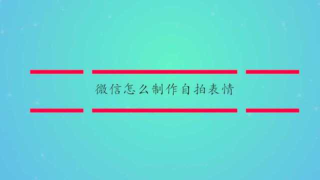 微信怎么制作自拍表情