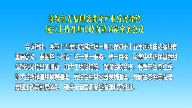 将绿色发展理念贯穿产业发展始终 凌云主持召开