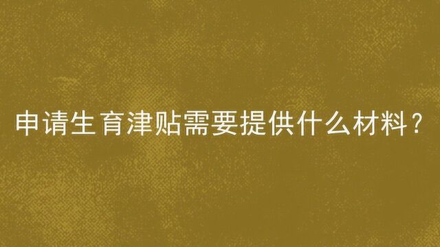 申请生育津贴需要提供什么材料?