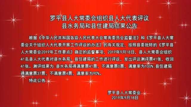 罗平县人大常委会组织县人大代表评议县水务局和县住建局结果公告