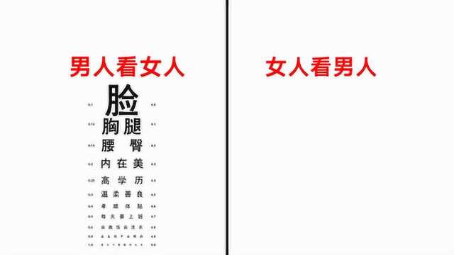 一对比,女人看男人的“视力表”赢定了!哈哈哈