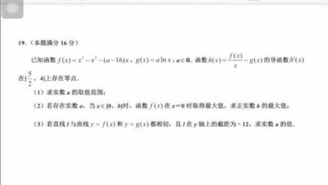 南京盐城2020高三二模数学19题导数