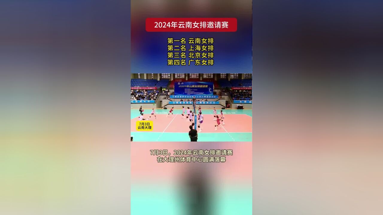 大理云南女排第一名!2024年云南女排邀请赛在大理圆满落幕