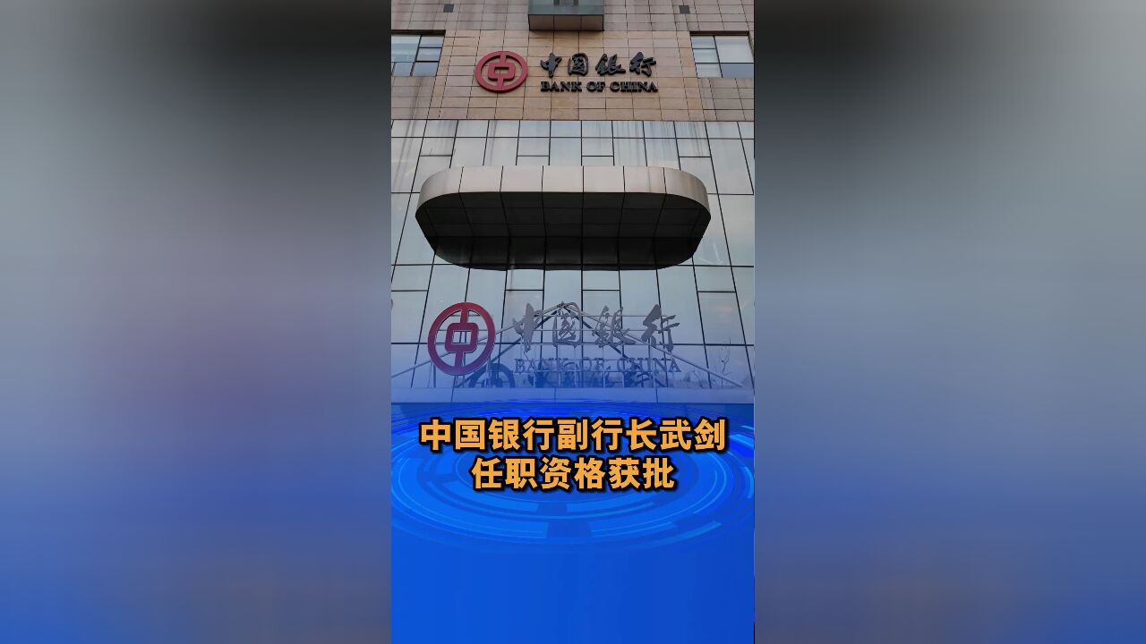 中国银行副行长武剑任职资格获批