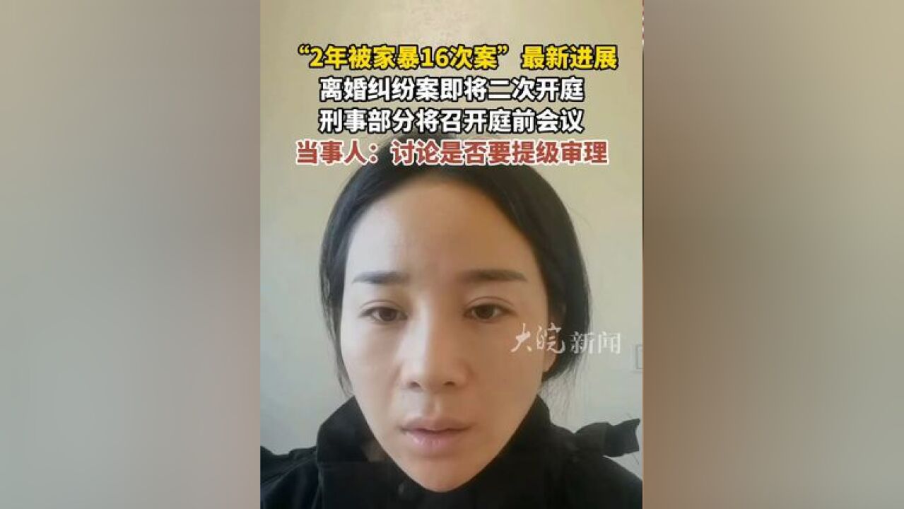 “2年被家暴16次案”最新进展 离婚纠纷案即将二次开庭 刑事部分将召开庭前会议 当事人:讨论是否要提级审理