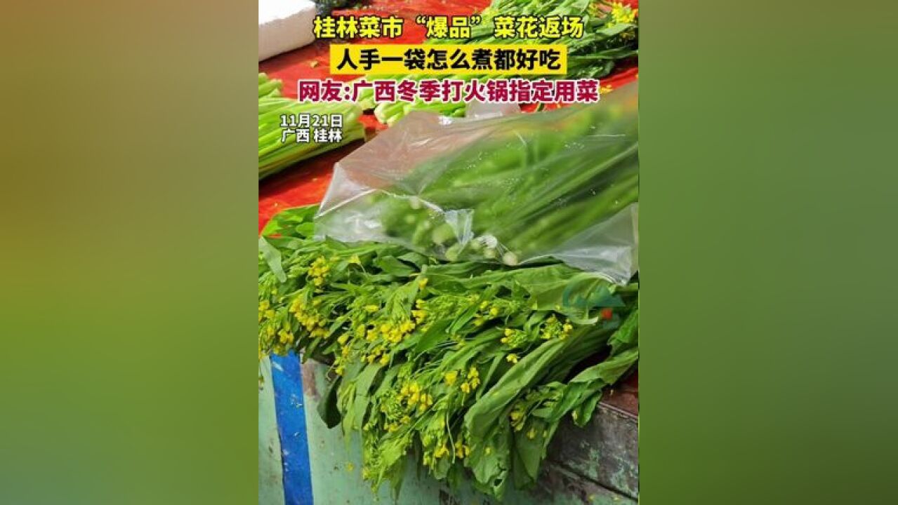 桂林菜市“爆品”菜花返场,人手一袋怎么煮都好吃!