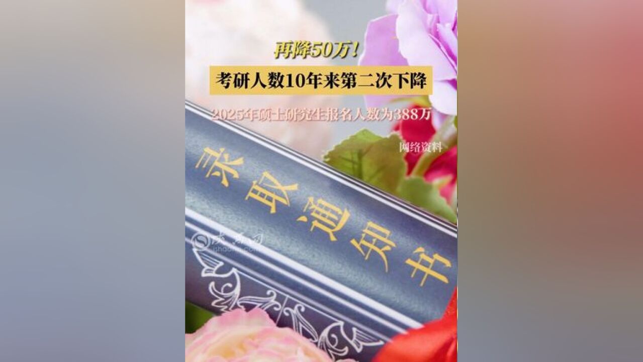 再降50万!考研人数10年来第二次下降,2025年硕士研究生报名人数为388万