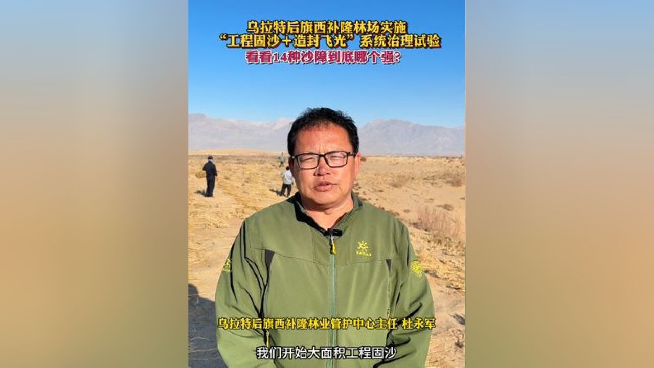 乌拉特后旗西补隆林场实施“工程固沙+造封飞光”系统治理试验,看看14种沙障到底哪个强