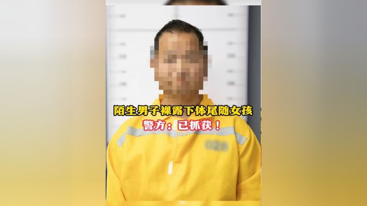 陌生男子裸露下体尾随女孩 警方:已抓获