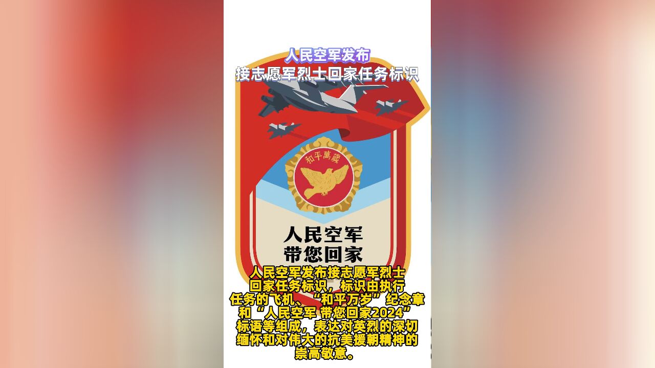 运20赴韩接志愿军烈士回家!人民空军发布接志愿军烈士回家任务标识