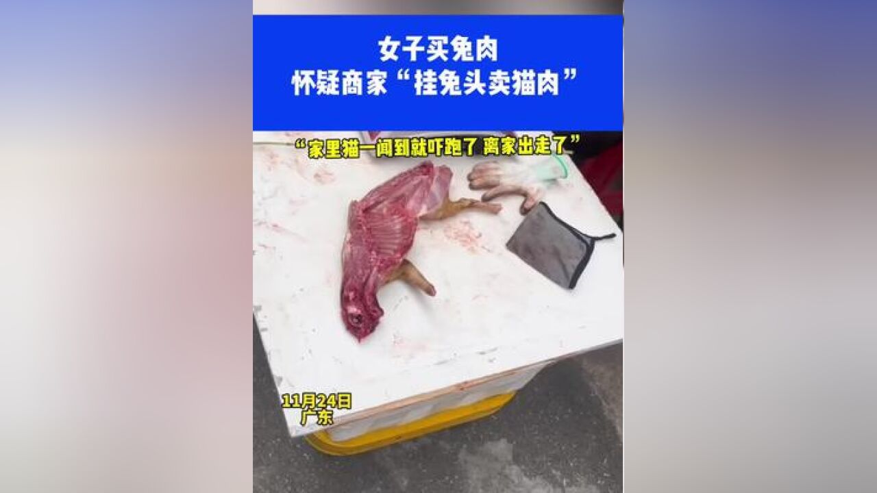 女子买兔肉 怀疑商家“挂兔头卖猫肉”