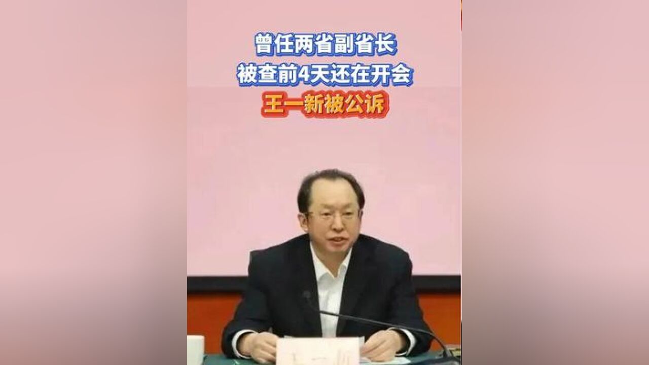 曾任两省副省长,被查前4天还在开会,王一新被公诉