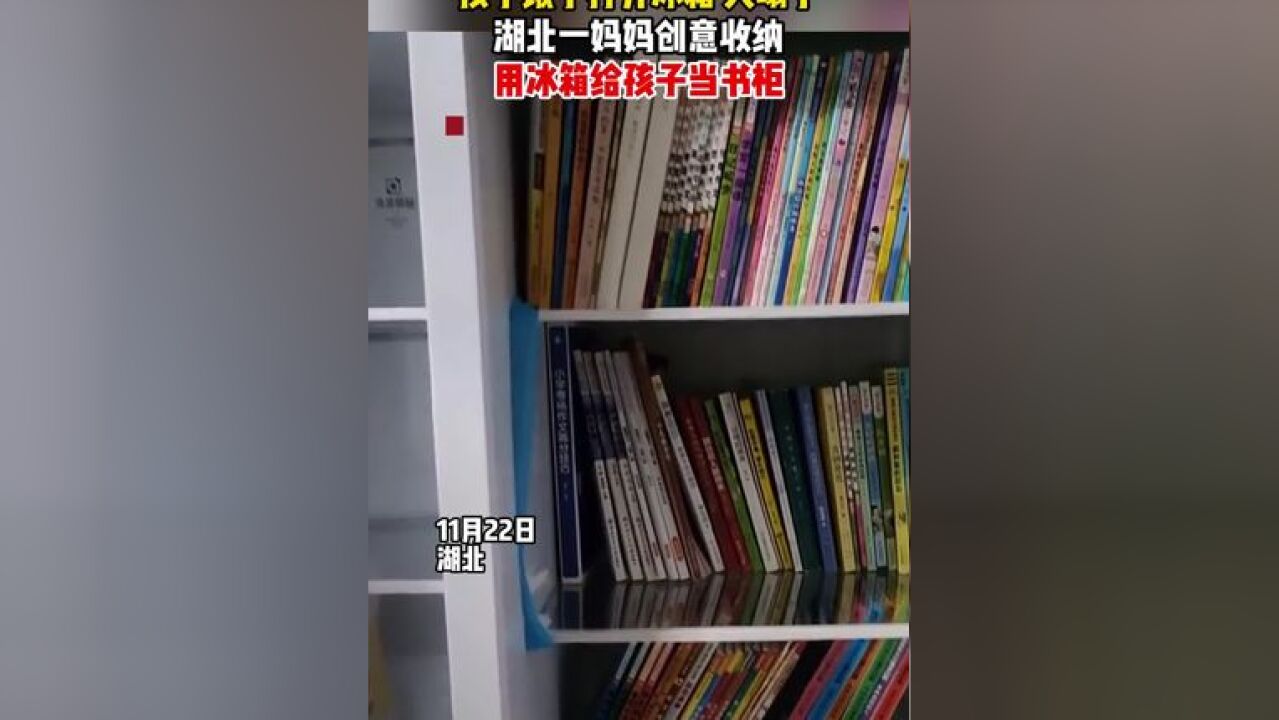 “孩子饿了打开冰箱,天塌了” ,湖北一妈妈创意收纳用冰箱给孩子当书柜