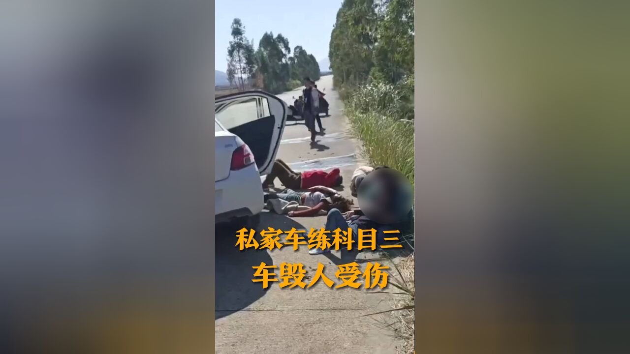 私家车当教练车练科目三 “教练车”上坐五名学员 两车相撞 多人受伤倒地