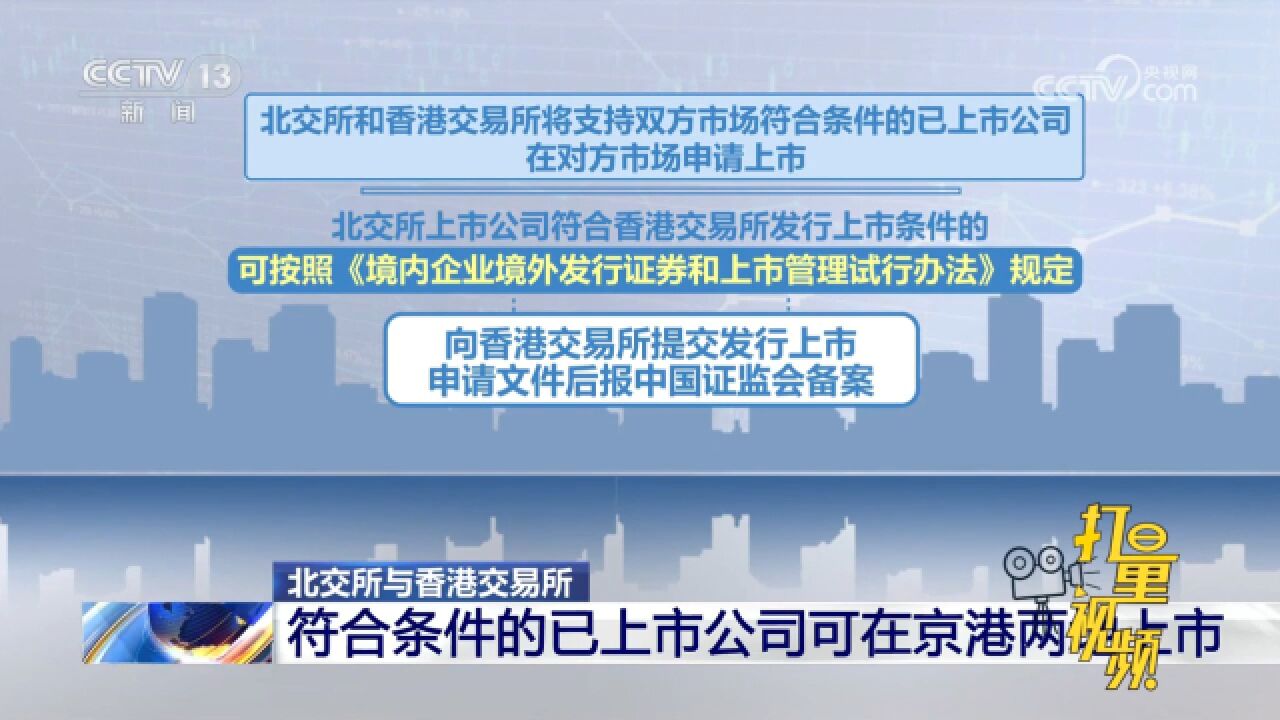 北交所与香港交易所:符合条件的已上市公司可在京港两地上市