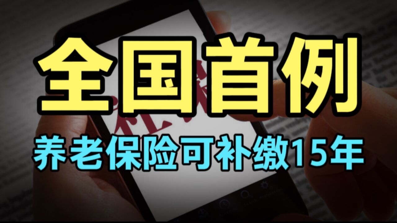 全国首例!一次性可补缴15年社保,新政策落地释放了什么信号?