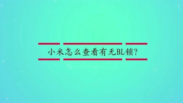 小米怎么查看有无BL锁?