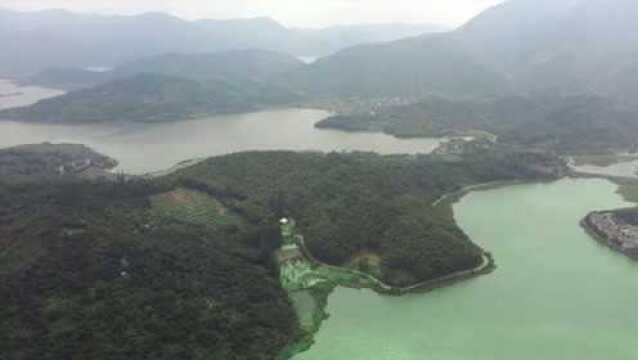 宁波传说中美丽的白洋湖,山清水秀,航拍全景