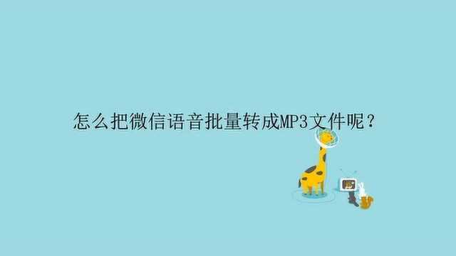 怎么把微信语音批量转成MP3文件呢?