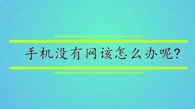 手机没有网该怎么办呢?