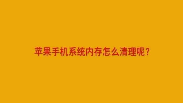 苹果手机系统内存怎么清理呢?