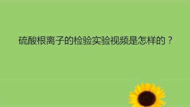 硫酸根离子的检验实验视频是怎样的?