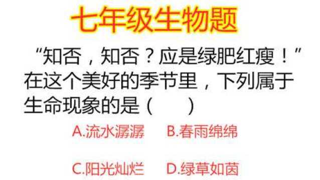 初中生物:“知否,知否?应是绿肥红瘦!”下列属于生命现象的是