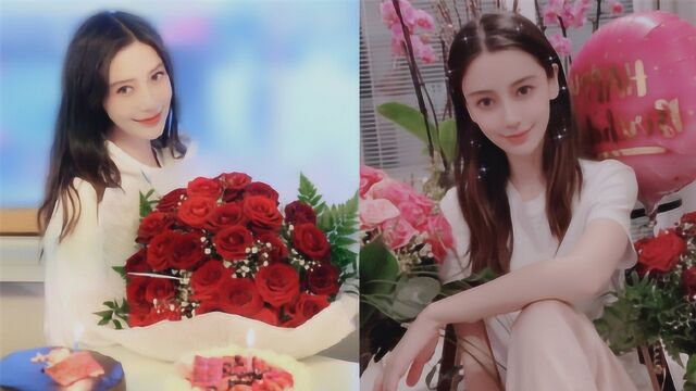 Angelababy生日美照仙气十足 手捧玫瑰笑容甜蜜似少女