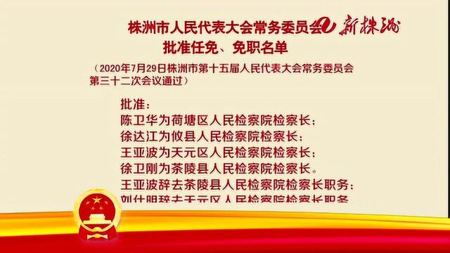 株洲市人民代表大会常务委员会批准任免、免职名单