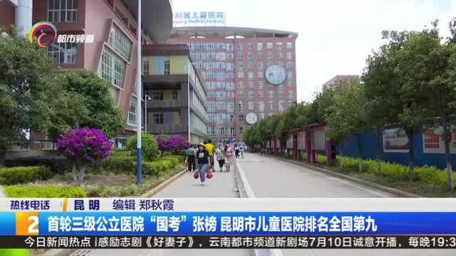 首轮三级公立医院“国考”昆明市儿童医院排名全国第九