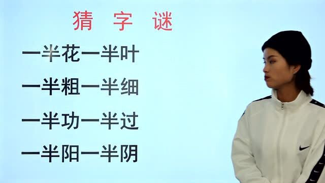 猜字:一半粗一半细,一半功一半过,一半阳一半阴,一半花一半叶