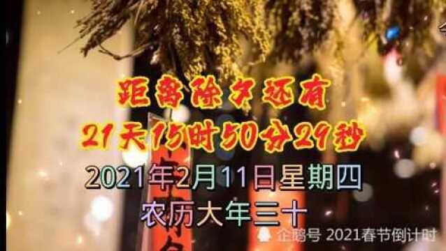 2021春节倒计时距离除夕还有21天