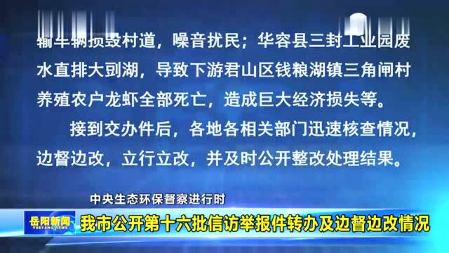 岳阳市公开第十六批信访举报件转办及边督边改情况