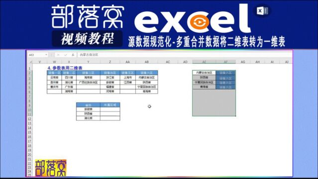 excel源数据规范化视频:多重合并数据将二维表转为一维表