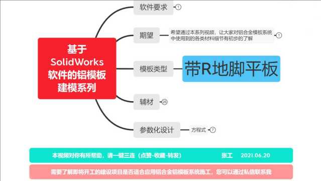 SolidWorks软件铝模板建模|带R底脚平板