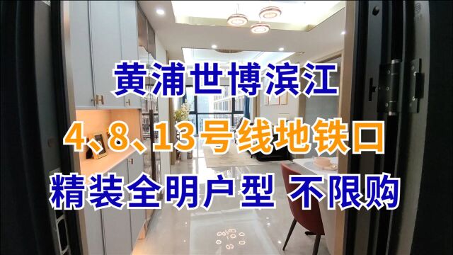 黄浦世博滨江4、8、13号线地铁口,95平全明户型,不限购